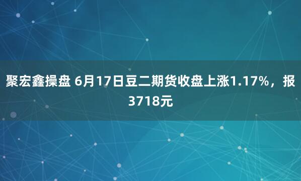 聚宏鑫操盘 6月17日豆二期货收盘上涨1.17%，报3718元