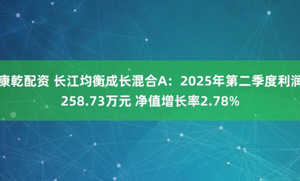 康乾配资 长江均衡成长混合A：2025年第二季度利润258.73万元 净值增长率2.78%